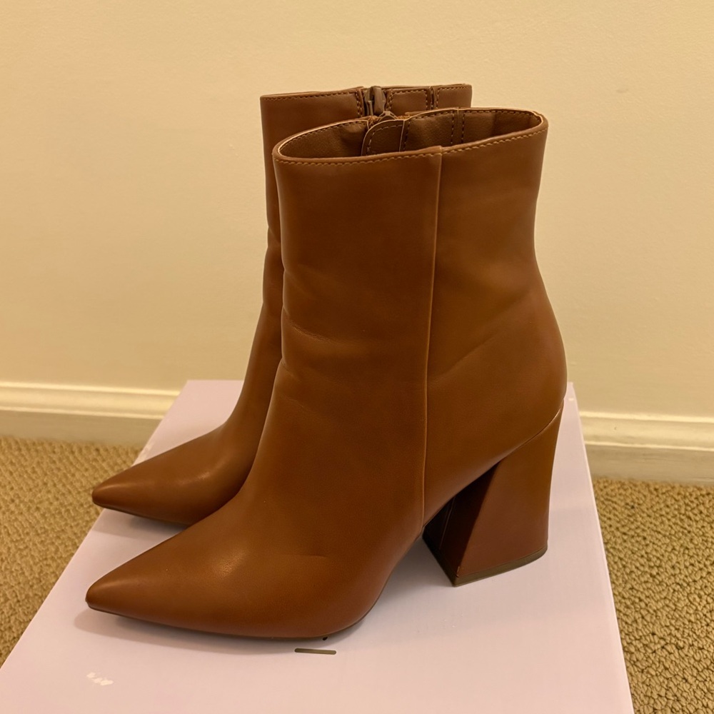 Madden Girl Caramel Leather Bootie